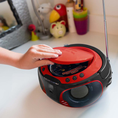 Lenco SCD-550RD SCD-550RD Radio FM Portable Lecteur CD/MP3/USB/Bluetooth® avec éclairage LED Rouge