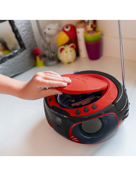 Lenco SCD-550RD SCD-550RD Radio FM Portable Lecteur CD/MP3/USB/Bluetooth® avec éclairage LED Rouge