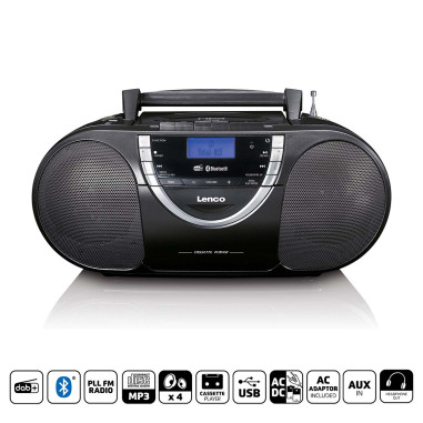 Lenco SCD-6900BK Radio portable DAB+ et FM avec cassette CD et Bluetooth Noir