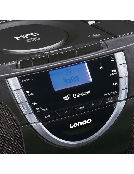 Lenco SCD-6900BK Radio portable DAB+ et FM avec cassette CD et Bluetooth Noir