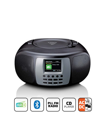 Lenco SCD-860BK Radio portable DAB+/FM avec lecteur CD Bluetooth® et grand écran couleur LCD Noir