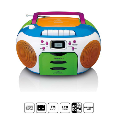 Lenco SCD-971 Radio portable avec CD et cassette Kids Multi Colour