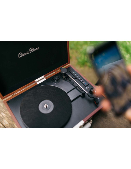 Lenco TT-120BNWH Platine de valise avec batterie rechargeable BT et haut-parleur