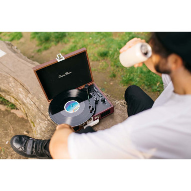 Lenco TT-120BNWH Platine de valise avec batterie rechargeable BT et haut-parleur