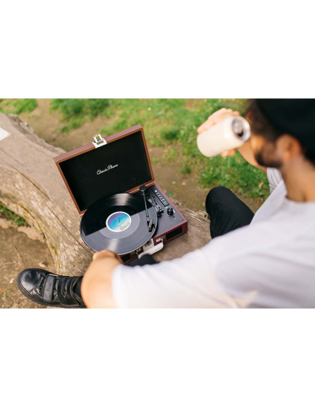 Lenco TT-120BNWH Platine de valise avec batterie rechargeable BT et haut-parleur