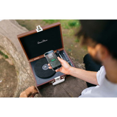 Lenco TT-120BNWH Platine de valise avec batterie rechargeable BT et haut-parleur