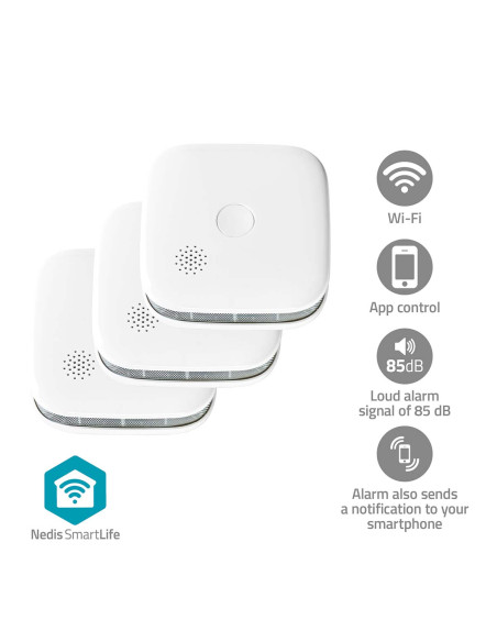 Nedis WIFIDS21WT3 Détecteur de Fumée SmartLife