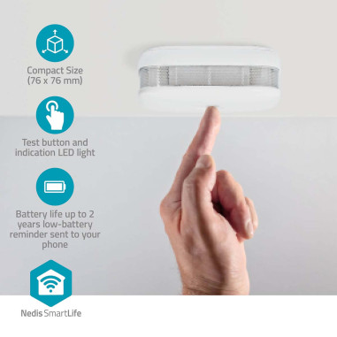 Nedis WIFIDS21WT3 Détecteur de Fumée SmartLife