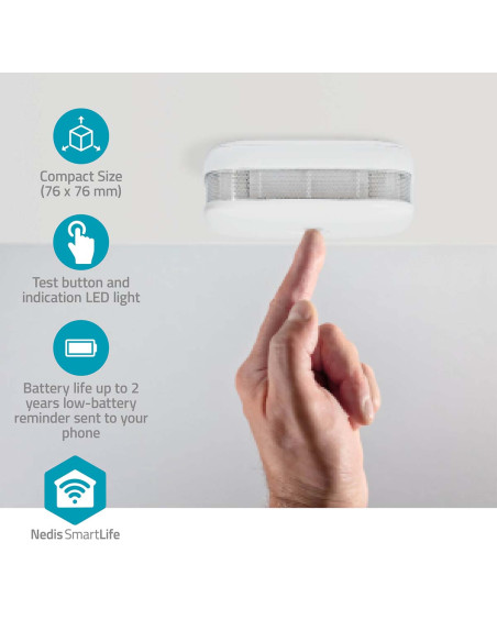 Nedis WIFIDS21WT3 Détecteur de Fumée SmartLife