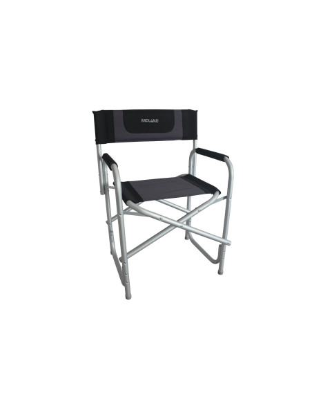 MIDLAND Fauteuil de Camping Chaise Director Noir/Gris