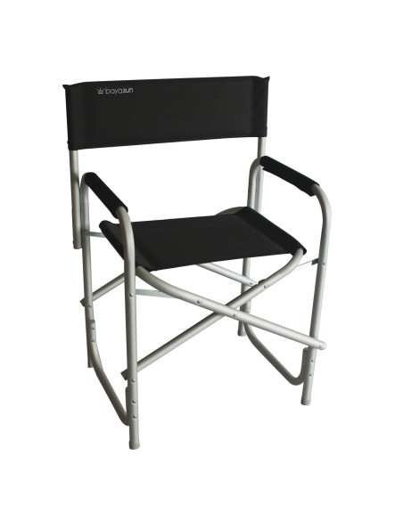 MIDLAND Fauteuil de Camping Chaise Director Noir/Gris