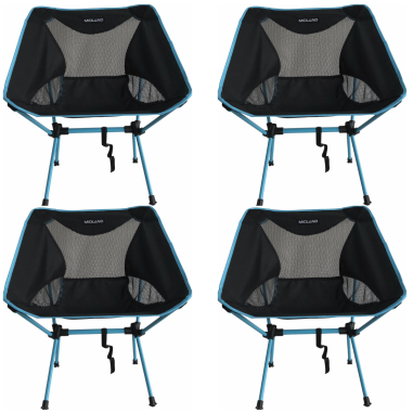 PACK MIDLAND 4 Chaises Moonlight Pliante Ultra Légère Et Compacte Camping Noir/Bleu + Sac De Transport