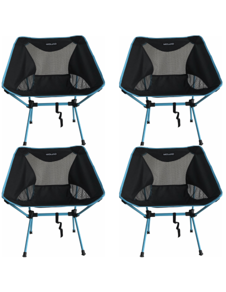 PACK MIDLAND 4 Chaises Moonlight Pliante Ultra Légère Et Compacte Camping Noir/Bleu + Sac De Transport