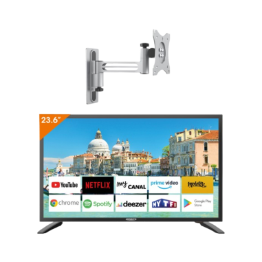 PACK ANTARION TV LED 24" 60cm Androïd 9.0 12V + Support TV 180°
