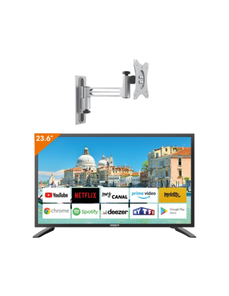 PACK ANTARION TV LED 24" 60cm Androïd 9.0 12V + Support TV 180°