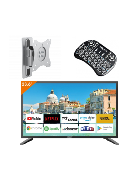 ANTARION TV LED 24" Smart  Android + Support TV + Clavier