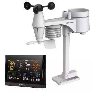 BRESSER Station météo WiFi Comfort avec capteur professionnel 7-en-1 et écran couleur moderne
