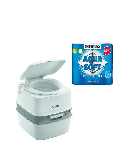 PACK THETFORD Toilette portable 100% Autonome Camping-car + Papier toilette Aqua soft