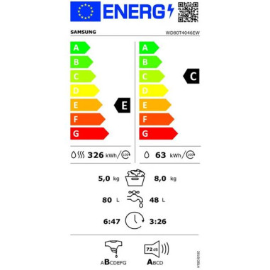 SAMSUNG Lave-linge séchant WD80T4046EW