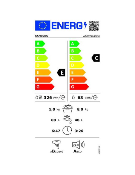 SAMSUNG Lave-linge séchant WD80T4046EW