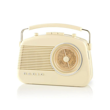 NEDIS Poste Radio FM  4,5 W  Poignée de Transport Ivoire Style Vintage Retro 60's