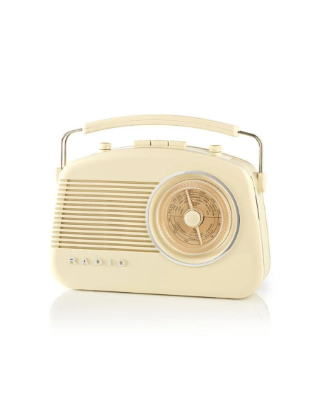 NEDIS Poste Radio FM  4,5 W  Poignée de Transport Ivoire Style Vintage Retro 60's