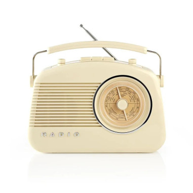 NEDIS Poste Radio FM  4,5 W  Poignée de Transport Ivoire Style Vintage Retro 60's