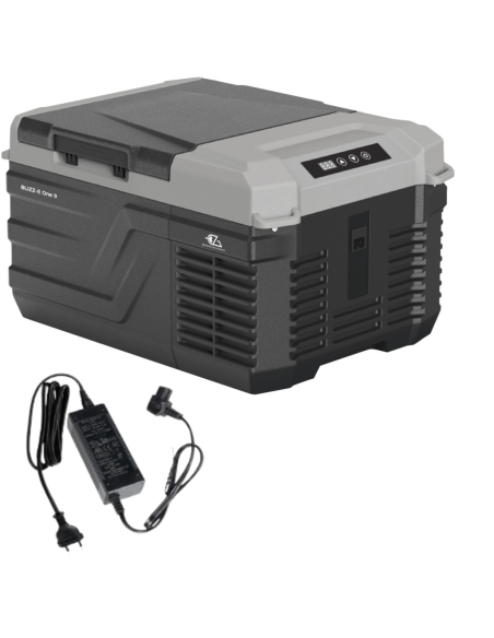 Pack EZA Glacière à compression 9 litres Camping car + Adaptateur 12/220V