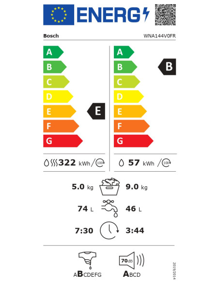 BOSCH Lavante Séchante 9Kg 1400 Trs/min Défroissage Vapeur Iron Assist