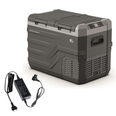 EZA Glacière à compression Blizz-E Dual 31 litres Camping-car +  EZA Adaptateur 12/220 Volts