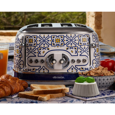 PACK ARIETE Capri Bouilloire 1.7L + Grille-pain 4 fentes + Presse-agrumes 85W Design Rétro