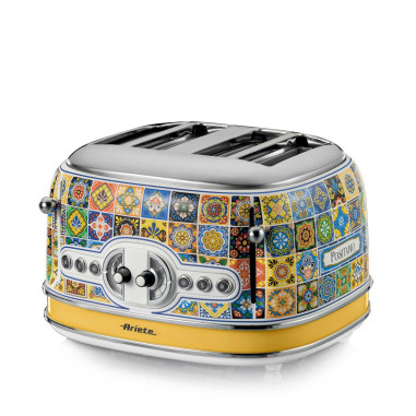 PACK ARIETE Positano Bouilloire 1.7L + Grille-pain 4 fentes + Presse-agrumes 85W Design Rétro
