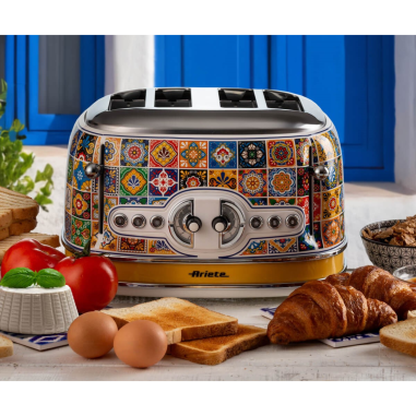 PACK ARIETE Positano Bouilloire 1.7L + Grille-pain 4 fentes + Presse-agrumes 85W Design Rétro