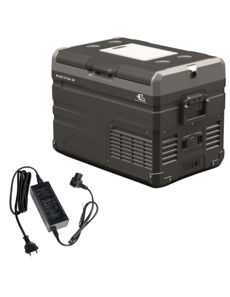 EZA Glacière à compression Blizz-E Flex 56 litres Camping-car + Adaptateur 12/220 Volts