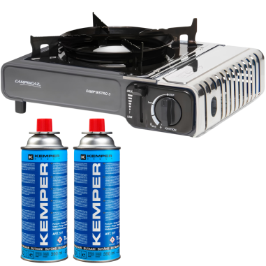 Pack CAMPINGAZ Barbecue Camp Bistro 3 + KEMPER 2x Cartouches De Gaz