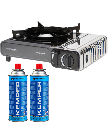 Pack CAMPINGAZ Barbecue Camp Bistro 3 + KEMPER 2x Cartouches De Gaz
