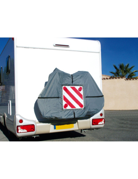 PACK OPTIMA Bâche pour porte-vélo sur paroi arrière 2-3 vélos + Panneau de signalisation réfléchissant