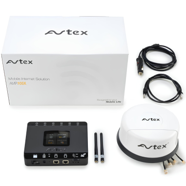 AVTEX Antenne 3G/4G/5G/Wi-Fi Blanche + Routeur spécial Camping-car