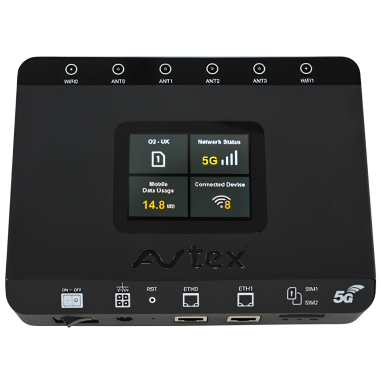 AVTEX Antenne 3G/4G/5G/Wi-Fi Noire + Routeur spécial Camping-car