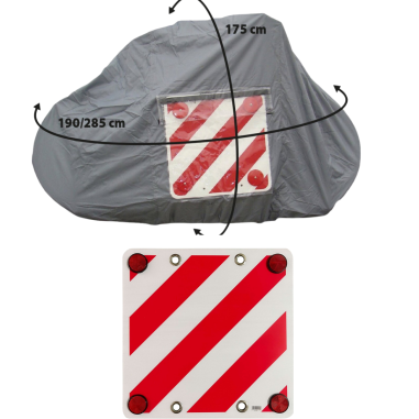 PACK OPTIMA Bâche pour porte-vélo sur paroi arrière 4 vélos + Panneau de signalisation réfléchissant