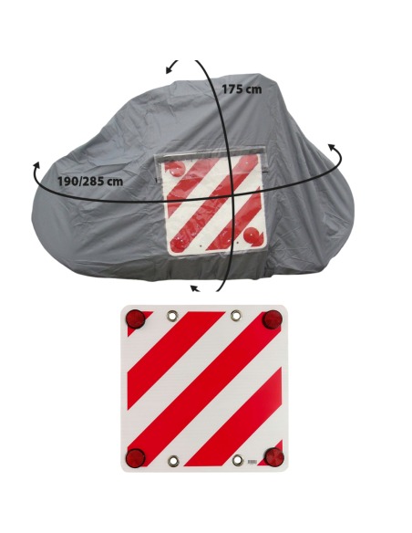 PACK OPTIMA Bâche pour porte-vélo sur paroi arrière 4 vélos + Panneau de signalisation réfléchissant