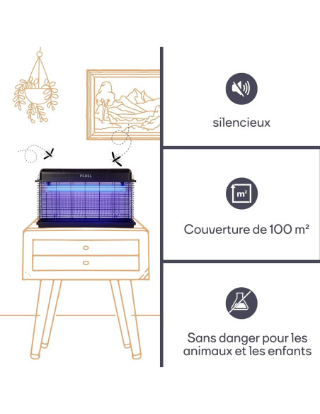 PACK 4X PEREL Destructeurs d'insectes 30W Intérieur/Extérieur