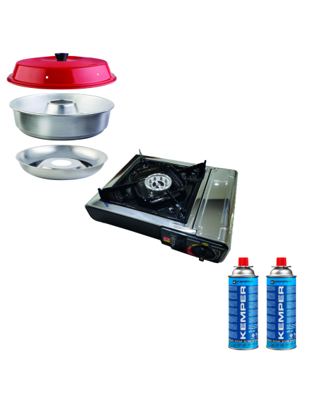 Pack OMNIA Four Nomade Compact Camping-Car Van Bateau + Réchaud à Gaz Portable 1 Feu + 2 Cartouches de Gaz Butane 227gr