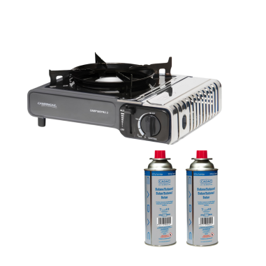 PACK CAMPINGAZ CAMP BISTRO 3 Barbecue 2200 W Camping car + CADAC 2 CartoucheS de Gaz à Baïonette 220G Butane/Propane