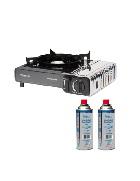 PACK CAMPINGAZ CAMP BISTRO 3 Barbecue 2200 W Camping car + CADAC 2 CartoucheS de Gaz à Baïonette 220G Butane/Propane