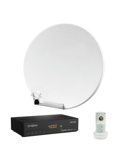 HDSAT Pack Parabole Satellite Fibre Composite Blanche 60cm + LNB Single + Décodeur Satellite ASTRA HD + Carte