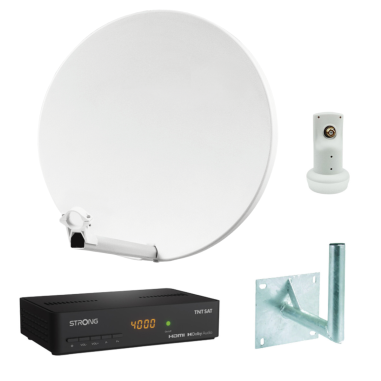 HDSAT Pack Parabole Satellite Fibre 60cm + LNB Single + Décodeur Satellite HD TNTSAT ASTRA + Carte + Bras coudé