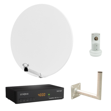 HDSAT Pack Parabole Satellite Fibre 85cm + LNB Single + Décodeur Satellite HD TNTSAT ASTRA + Carte + Bras coudé