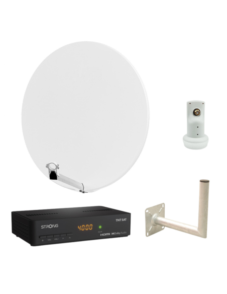 HDSAT Pack Parabole Satellite Fibre 85cm + LNB Single + Décodeur Satellite HD TNTSAT ASTRA + Carte + Bras coudé