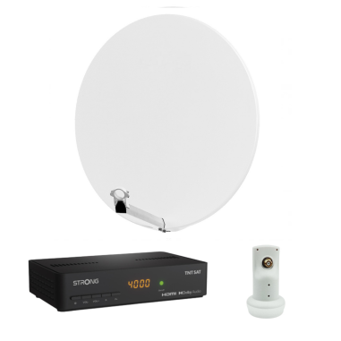 HDSAT Pack Parabole Satellite Fibre Composite Blanche 85cm + LNB Single + Décodeur Satellite ASTRA HD + Carte